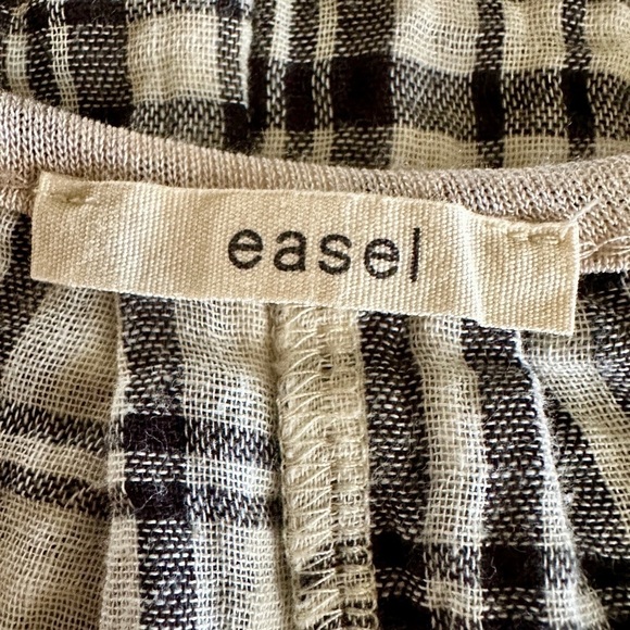 EASEL, WOMENS,LONG SLEEVE, TUNIC TOP. TAN FRONT WITH BLACK/TAN PLAID BACK.SIZE L - Picture 3 of 3